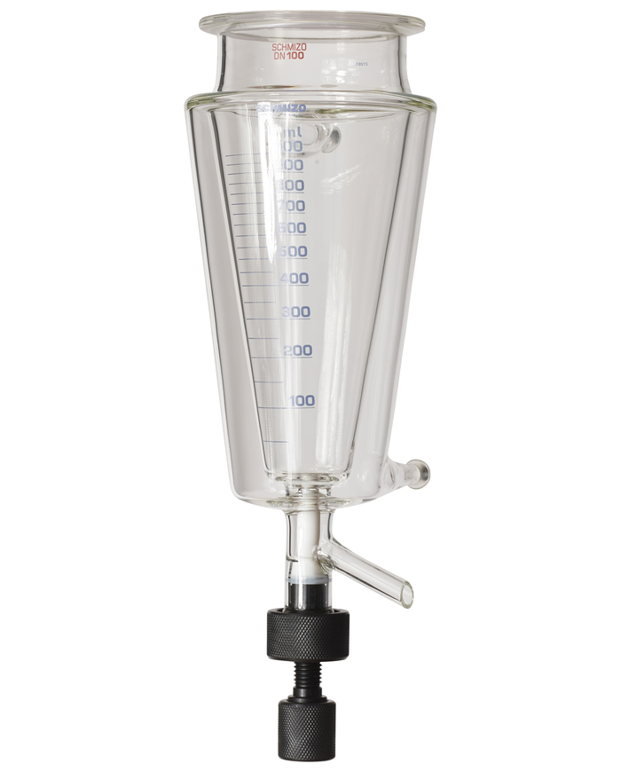 Jacketed conical vessel with bottom outlet