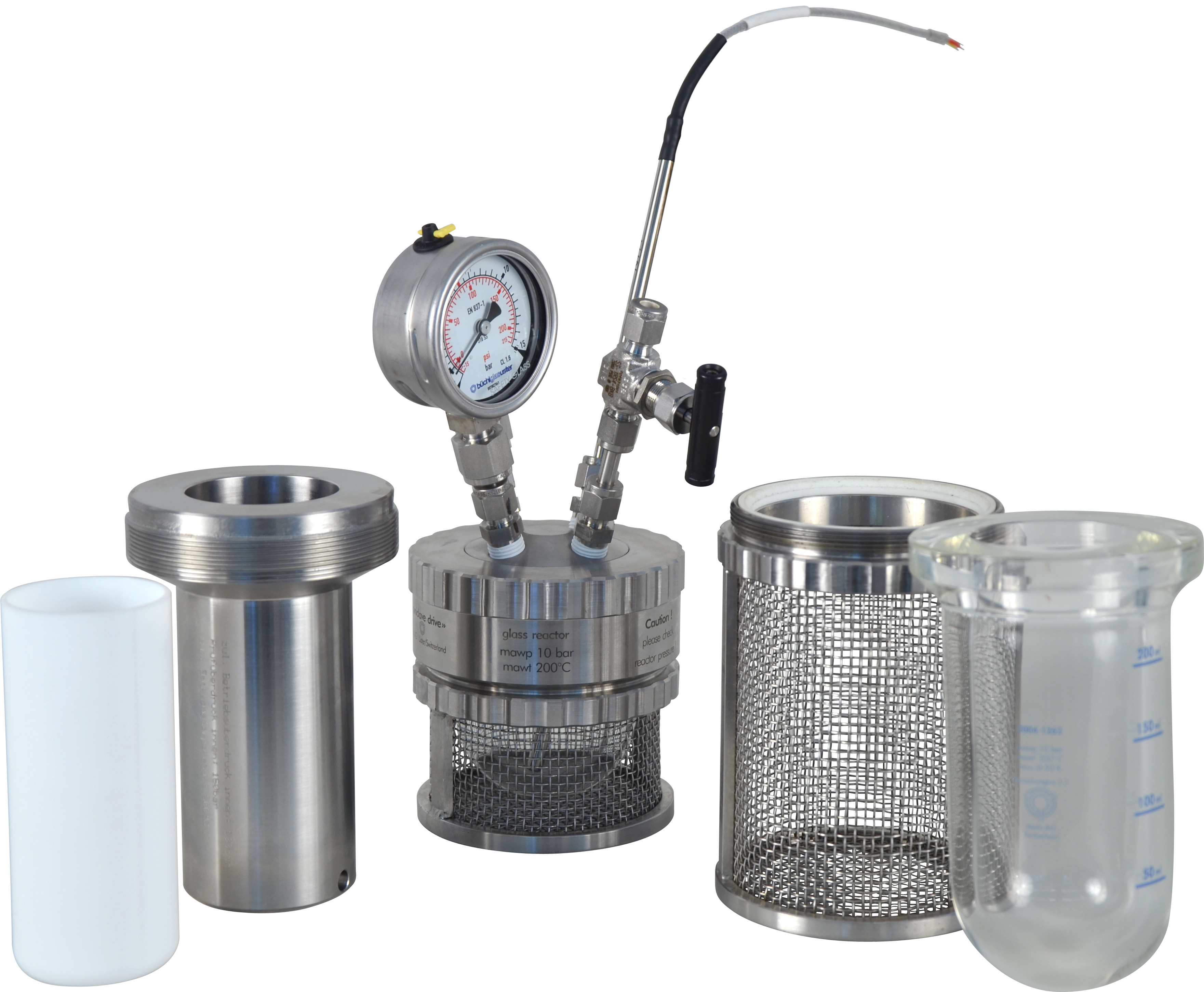 Sistema de miniclave con reactores intercambiables de vidrio y acero (con inserto de PTFE)